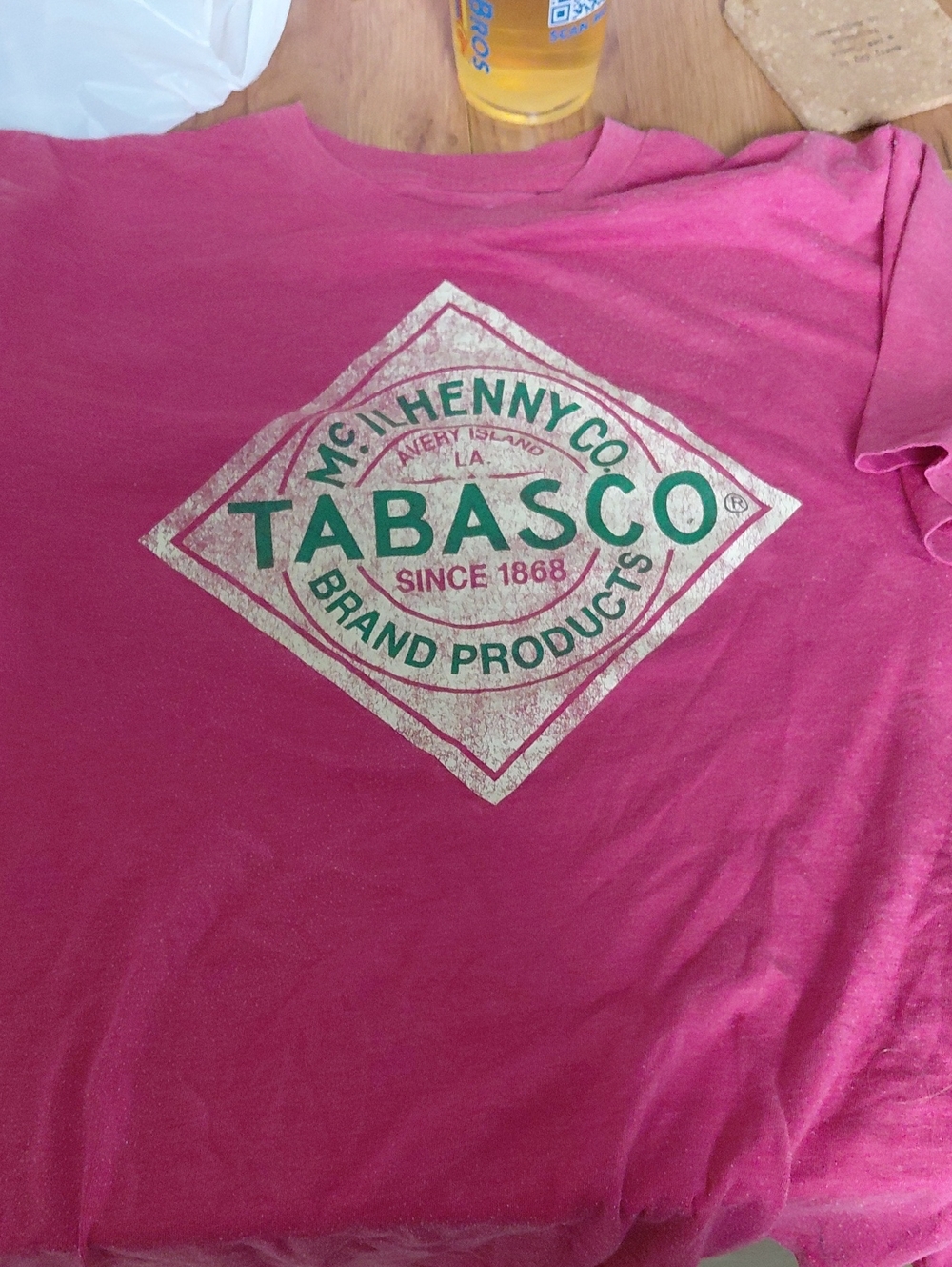 Tabasco Pink Tee with Green and Cream Logo